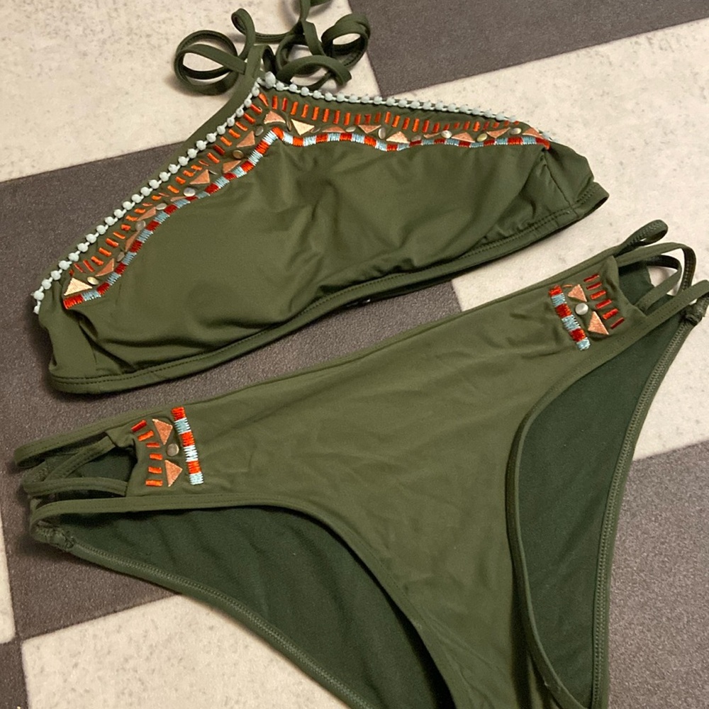 Francesca’s Olive Aztec Swim Set